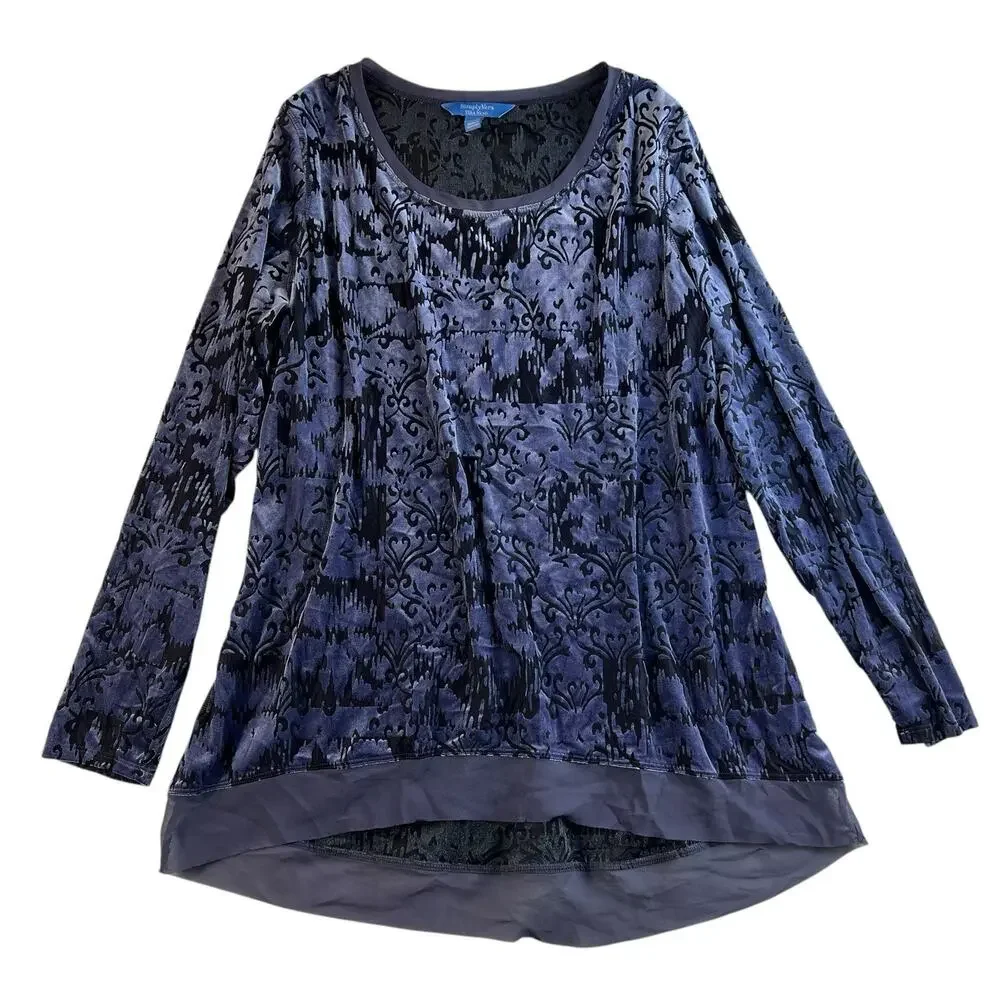 Simply Vera Wang XL Velvet Burnout Tunic Top Fairy Grunge Whimsigoth Fairycore - Picture 1 of 11